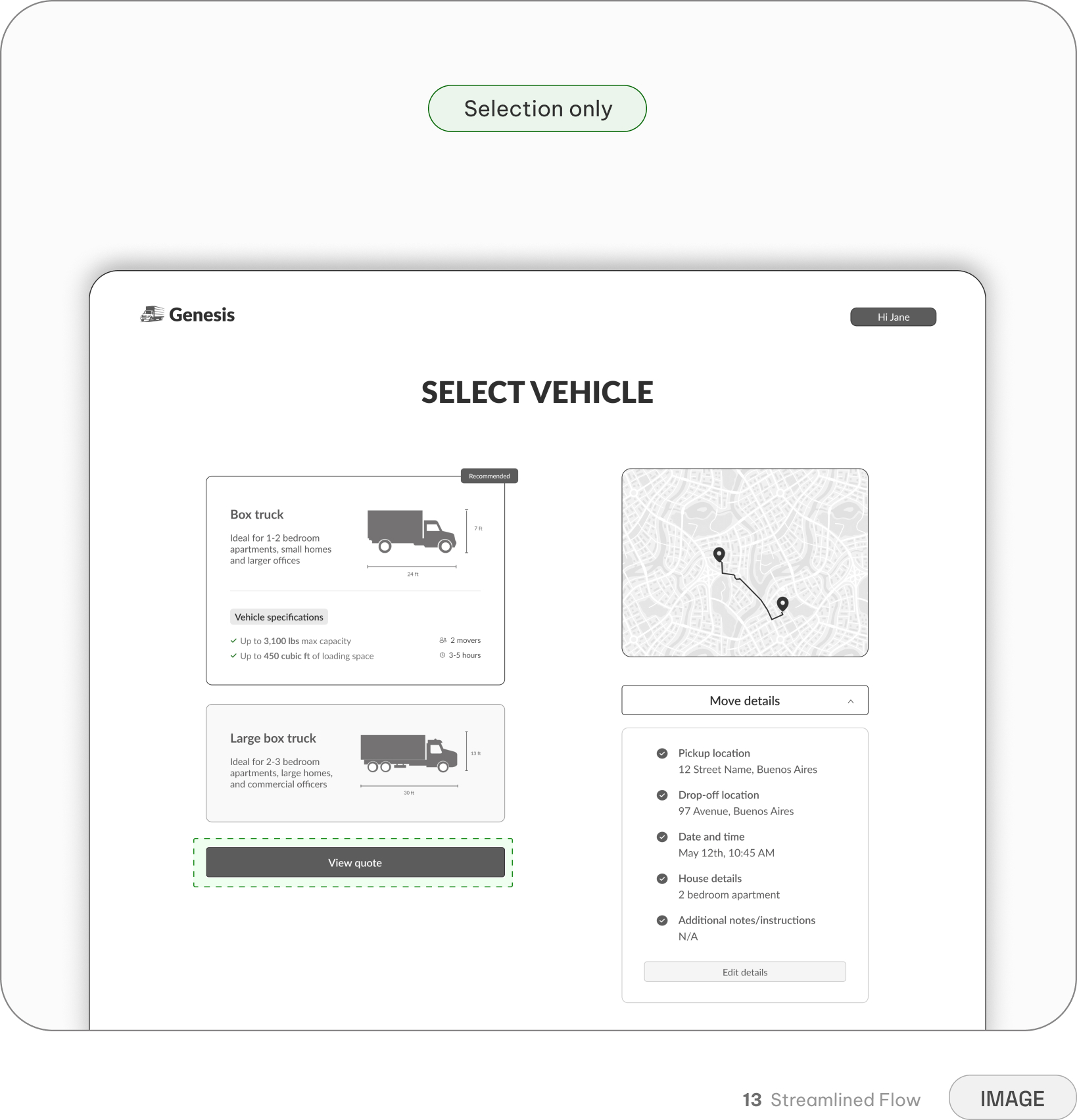 Genesis — the finalized single-session booking flow