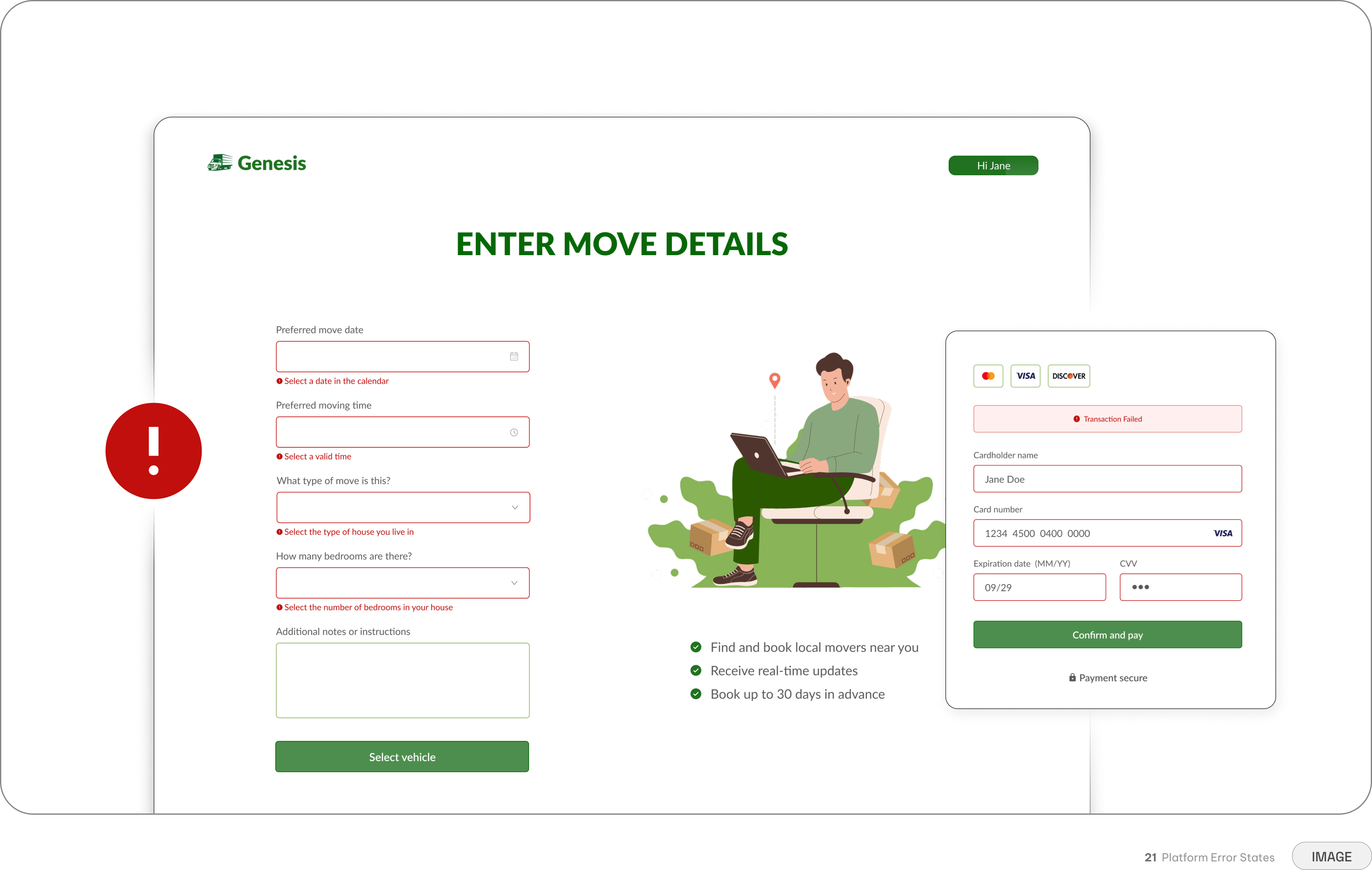 Genesis design system — error and edge-case states